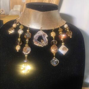 Elegant Gold and Brown Gemstone Necklace